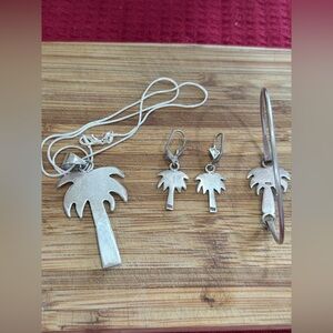 Sterling SIlver Palm Tree Jewelry Set All 925